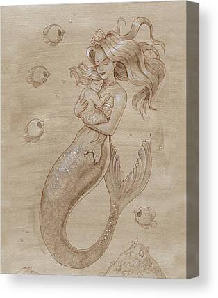 Angel Mermaids Ocean Mixed Media Canvas Prints