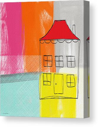Red Roof Mixed Media Canvas Prints
