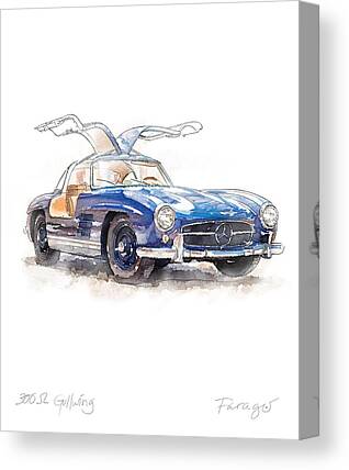 Mercedes Benz Drawings Canvas Prints