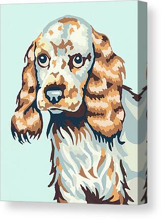 PATIENTLY WAITING ENGLISH COCKER SPANIEL PET DOG ART PAINTING REAL CANVAS PRINT 