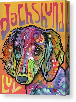 Dachshund Puppy Mixed Media Canvas Prints