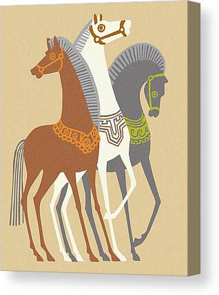 Brown Horse Drawings Canvas Prints