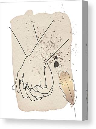 Romantic couple pinky promise line art, pinky swear contour drawings,  minimalist lovers, Version 5/9 by Mounir Khalfouf