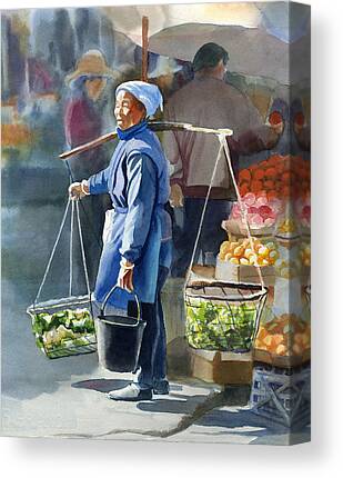 Chinese Woman Watercolor Canvas Prints