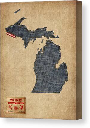 Detroit Map Canvas Prints