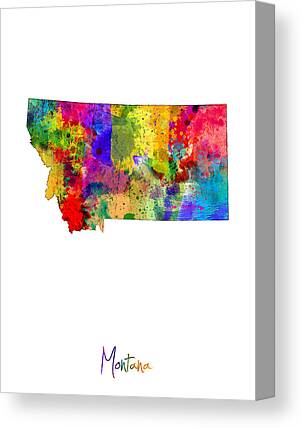 Montana State Map Canvas Prints