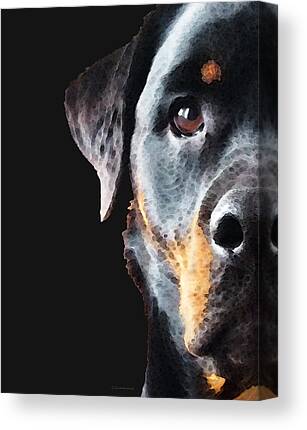 Empire Art Direct Rottweiler Pet Paintings on Printed Glass Encased with  A Black Anodized Frame, 24 x 18 x 1