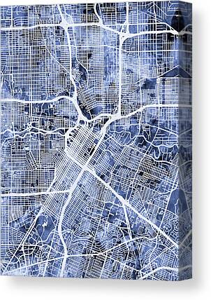 Michael Tompsett Maps Houston Canvas Prints