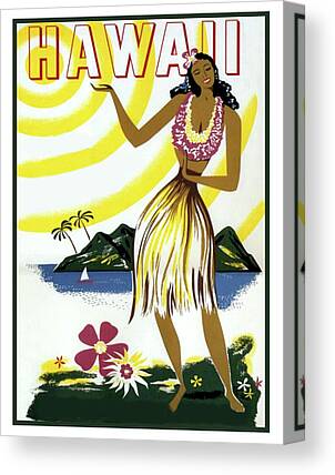 Offering Pele Hawaiian Hula Dancer Vintage Art Poster Print 