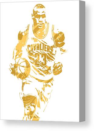 Canvas Art - Lebron James Cleveland Cavaliers Pixel Art 7 by Joe Hamilton