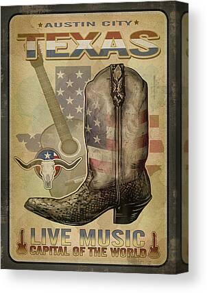 Texas Music Mixed Media Canvas Prints