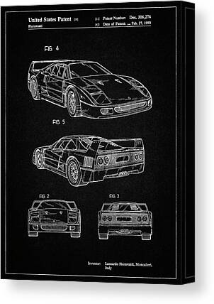 Sports Car Poster Giclee Art Garage Wall Decor Vintage Man Cave Blueprint Gift Frame Not Included Ferrari F40 1990 Patent Print