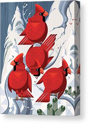 Red Bud Tree Digital Art Canvas Prints
