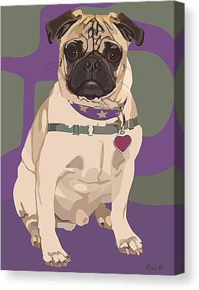 Pug With Heart Tag Canvas Prints