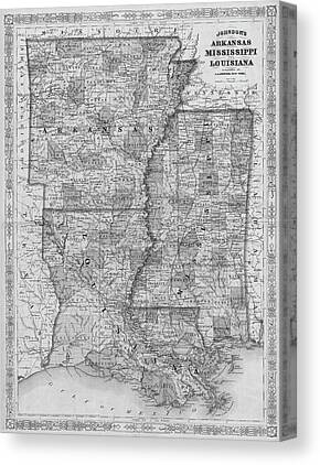 1866 Map of Arkansas Mississippi and Louisiana Historical Map