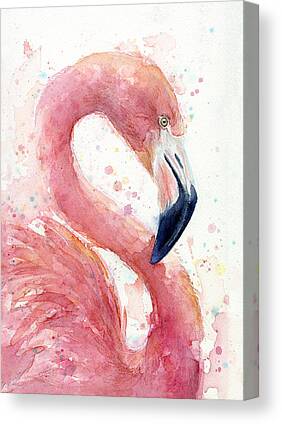 Hongwu 4 Piece Canvas Wall Art Flamingo Print Painting Bird Pictures on Canvas Stretched Ready to Hang for Home Decoration Wall Decor 12x12inch