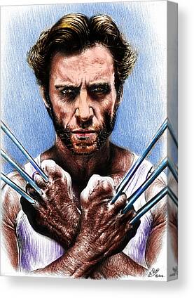 Hugh Jackman Drawings Canvas Prints