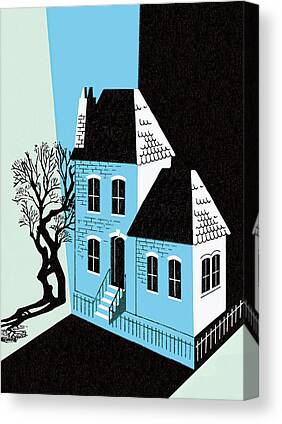 Haunted House Drawings Canvas Prints
