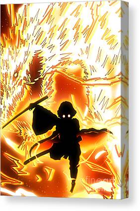 Demon Slayer Kyojuro Rengoku Flame Pillar Katana Anime Canvas Poster Wall  Art Decor Print Picture Paintings for Living Room Bedroom Decoration  Unframe：12×18inch(30×45cm) : : Home & Kitchen