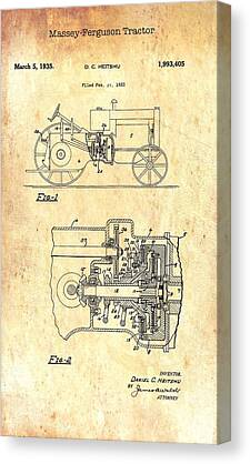 Antique Tractor Drawings Canvas Prints