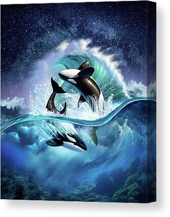 Orca Tenderness Double Canvas Print Large Picture Wall Print 