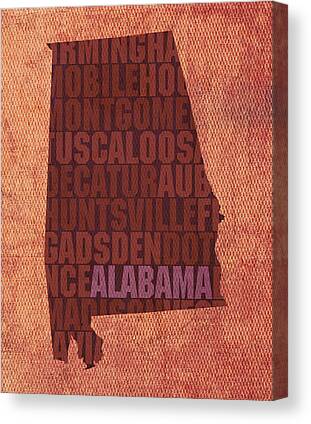 Alabama Map Canvas Prints for Sale