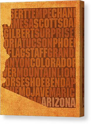 Arizona Map Canvas Prints for Sale