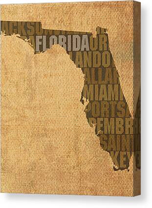 Florida Map Canvas Prints for Sale