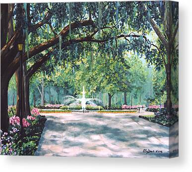 Forsythe Fountain Savannah Canvas Prints