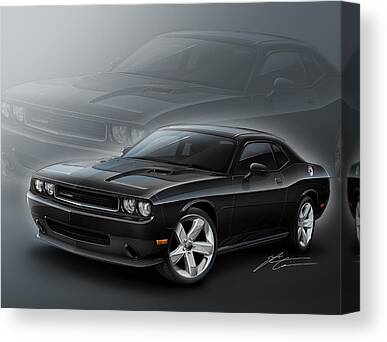DODGE CHALLENGER GREEN Car Large Wall Art Canvas  LARGE A198 NOFRAME-ROLLED 