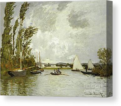 Impressionism Impressionist Landscape River Boat Rowing Sail Sailing Tree Canvas Prints