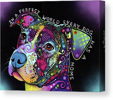 Dog Portrait Mixed Media Canvas Prints