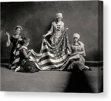 Women Sewing .. Antique Photo . Birth of the American Flag Photo Print 