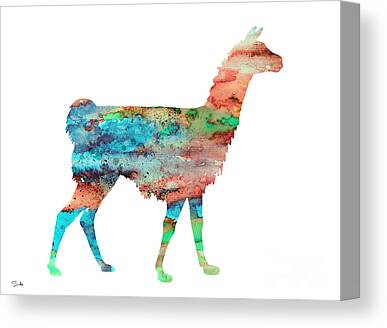 Llama Paintings Canvas Prints