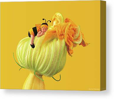 Bee On Flower Canvas Prints