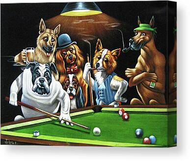 Dogs Playing Poker Paintings Canvas Prints
