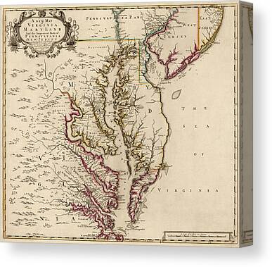 Delaware Map Canvas Prints