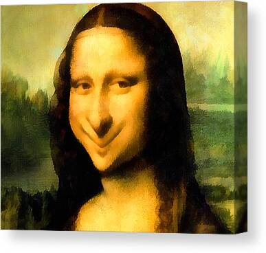 Mona Lisa Big Boobs Parody Canvas Print Face Mask by Max Ellis - Pixels