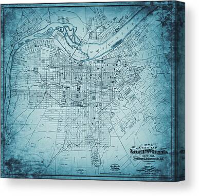 Louisville KY City Vector Road Map Blue Text Canvas Print / Canvas