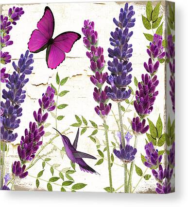 Hummingbird And Pink Flowers Canvas Prints