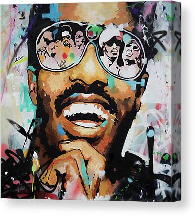 Stevie Wonder Portrait Canvas Prints