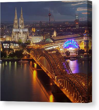 Cologne Cathedral Night Stars y00108 impresión Wall Deco canvas pictures 
