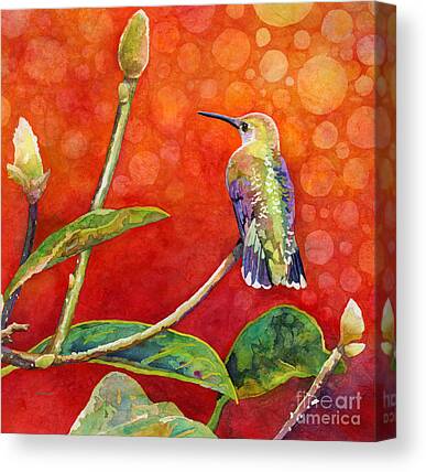A3 Garden Flowers Humming Bird Painting French Provincial Fresh Canvas Print 