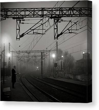 Man Standing In The Fog Canvas Prints