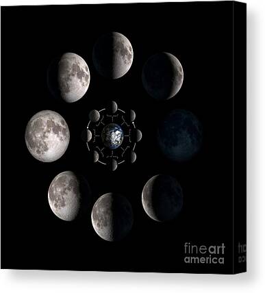 Details about   Moon Stars Nebulae and Space canvas wall art Moon Phases /waxing/waning 