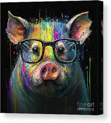 Colorful Pig Canvas Prints