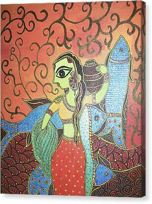 Madhubani - Mermaid Painting by Remya Damodaran