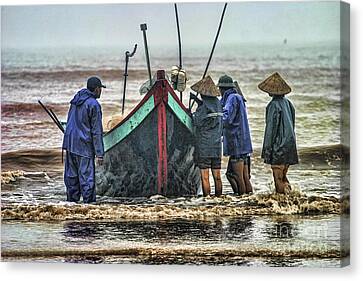 CANVAS Vietnamese Fishing in Raft Art print POSTER