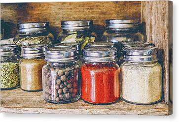 Food Kitchen Spices Jars  SINGLE CANVAS WALL ART Picture Print VA