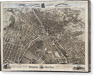 Map Syracuse New York 1874 Picture Canvas Art Print